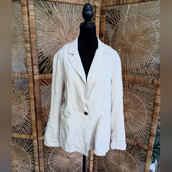 Drew Anthropologie Light Tan/Khaki Linen Blend Blazer_Med - Picture 1 of 6
